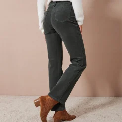 Broek in ribvelours met recht model