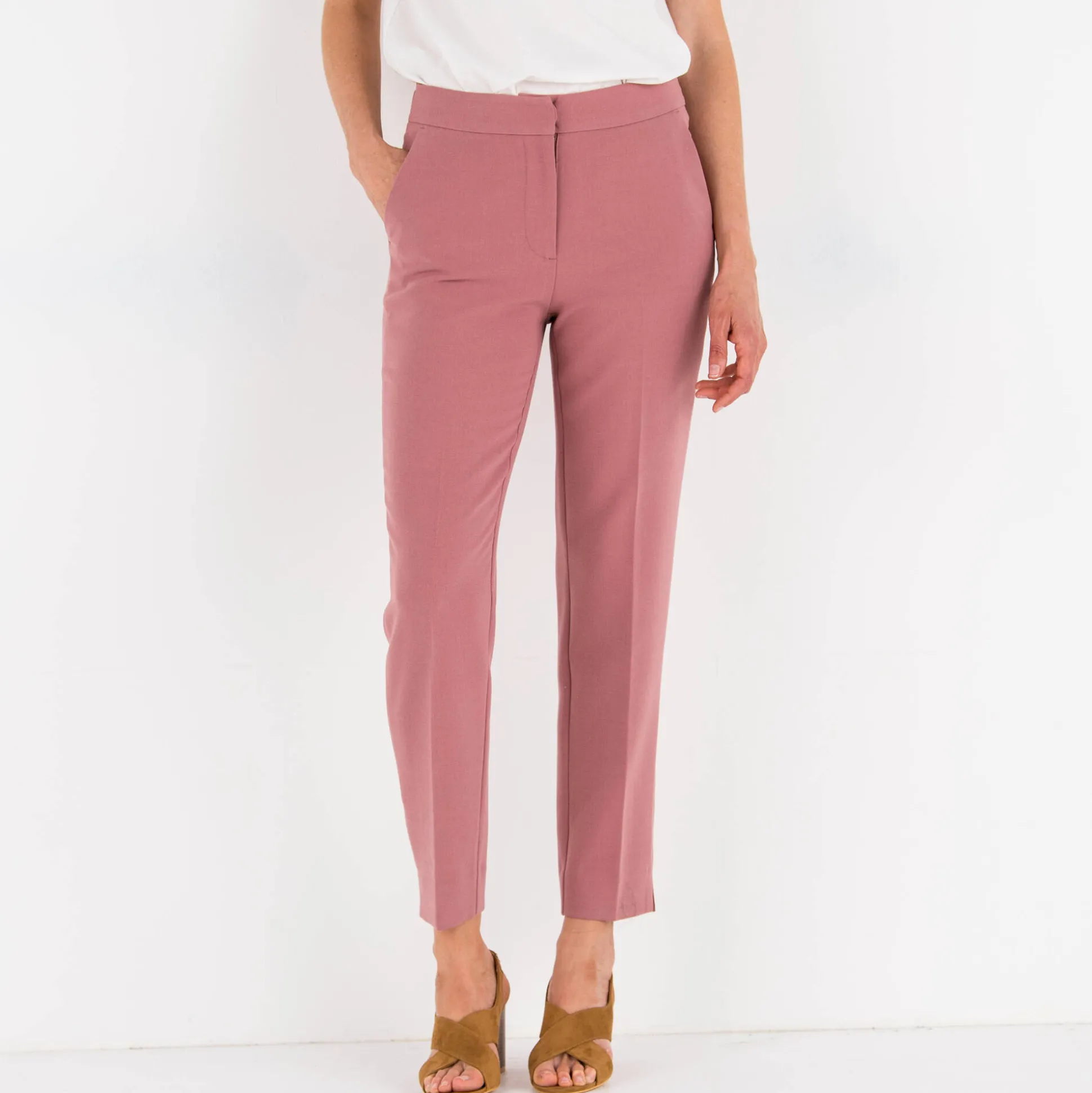 7/8-broek in slimmodel, effen