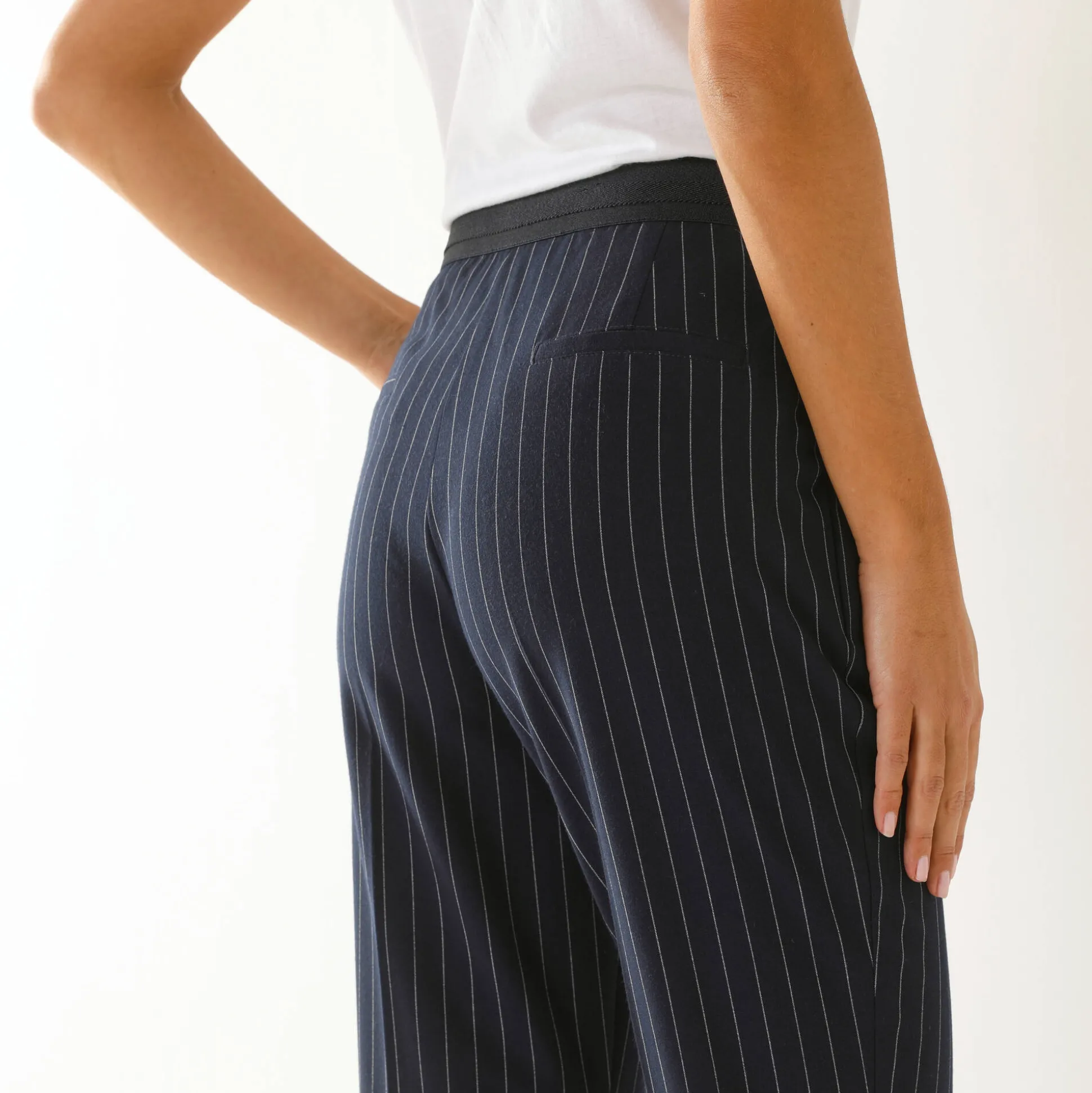 7/8-broek in slimmodel, strepenprint