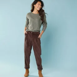 7/8-broek in velours, kleine lengtes