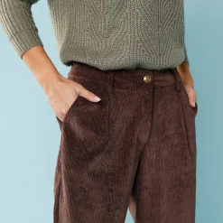 7/8-broek in velours, kleine lengtes