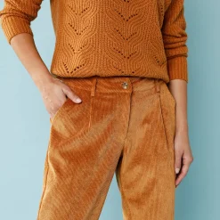 7/8-broek in velours, kleine lengtes