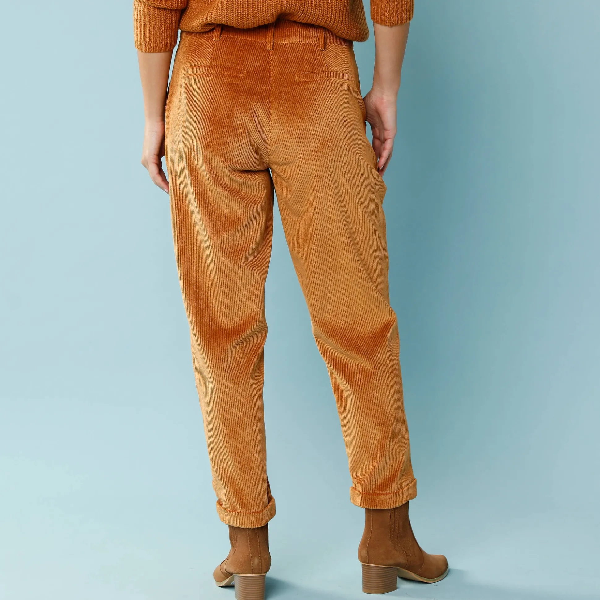 7/8-broek in velours, kleine lengtes