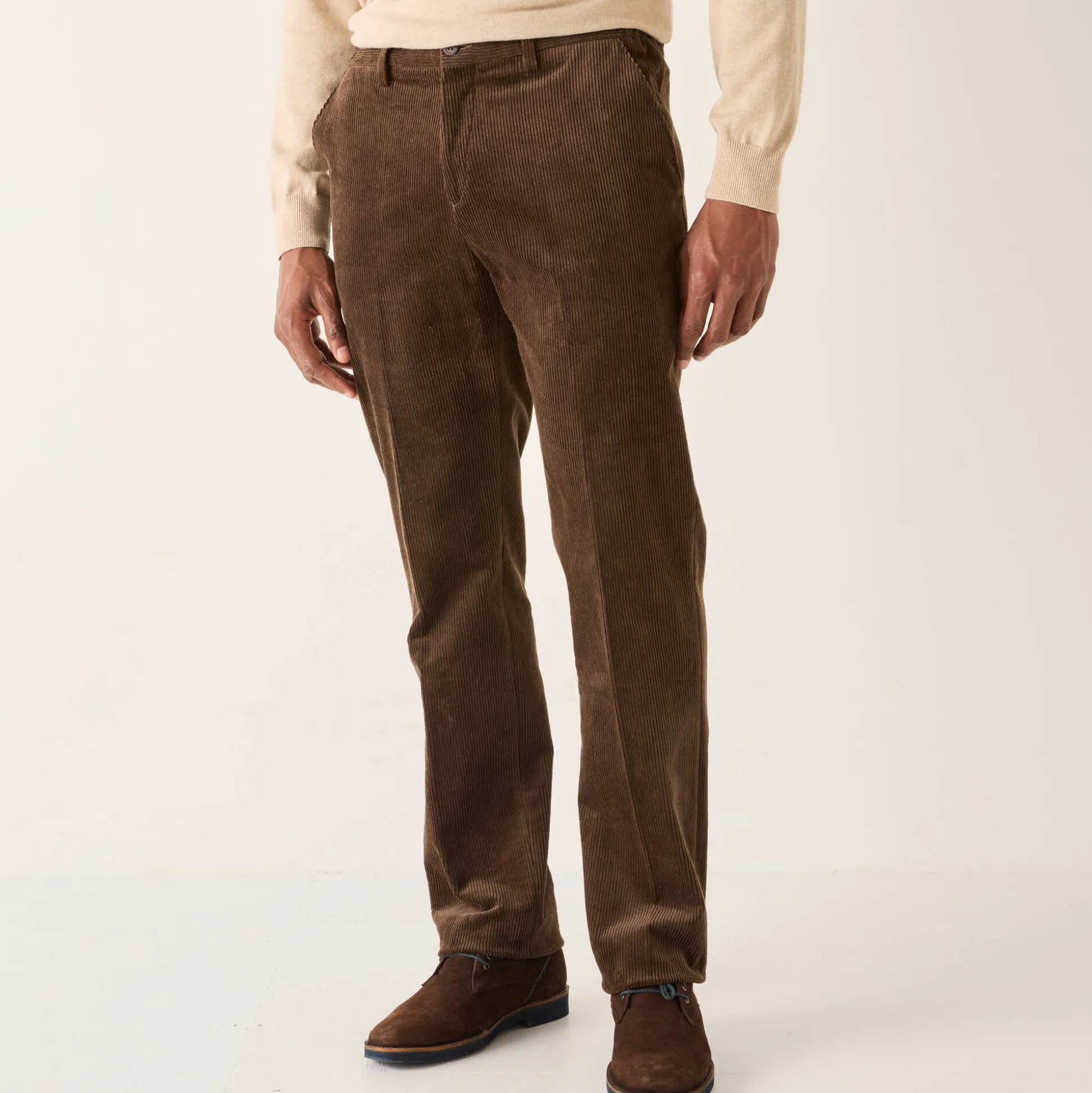 Broek in velours met elastische taille zonder bandplooien