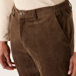Broek in velours met elastische taille zonder bandplooien