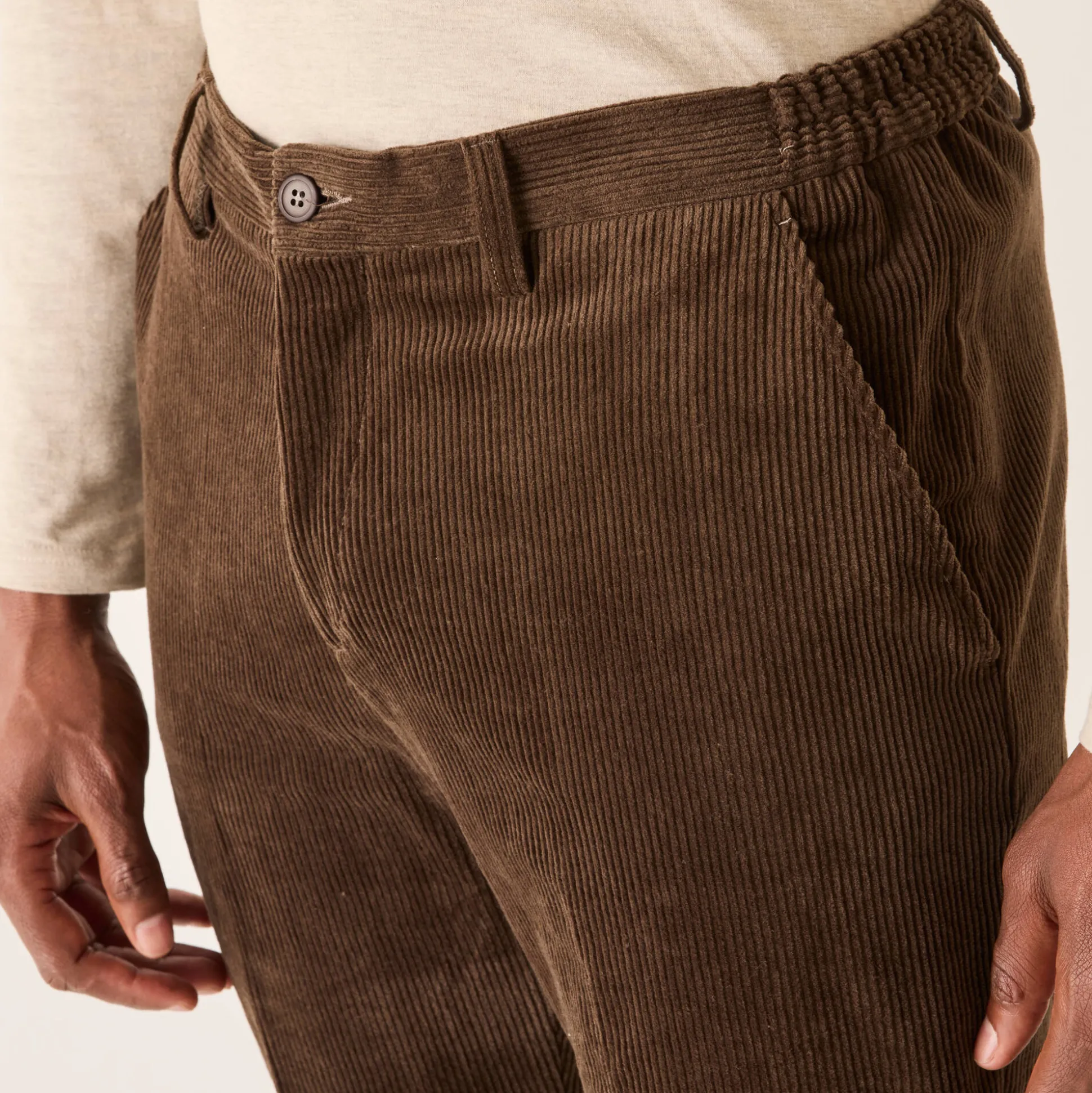 Broek in velours met elastische taille zonder bandplooien