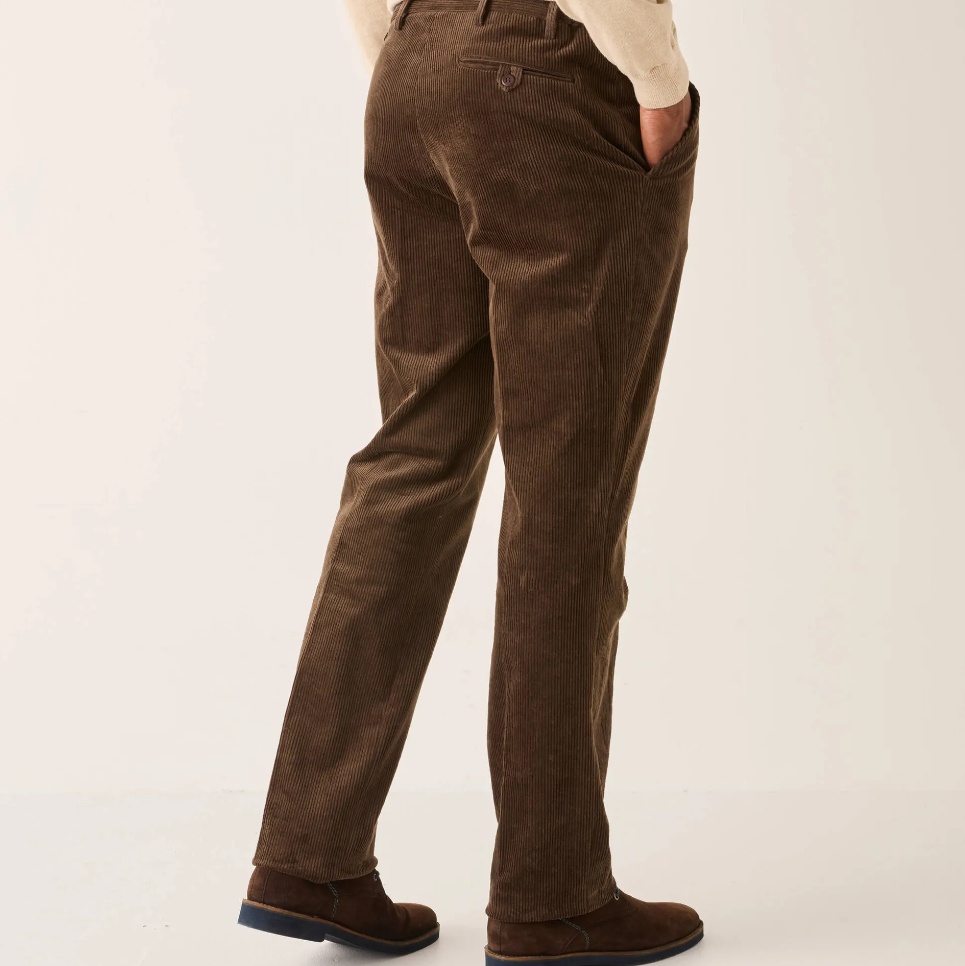 Broek in velours met elastische taille zonder bandplooien