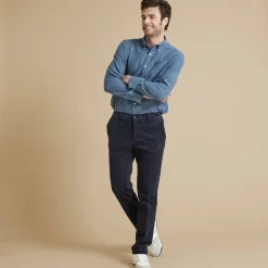 Broek in velours met elastische taille zonder bandplooien