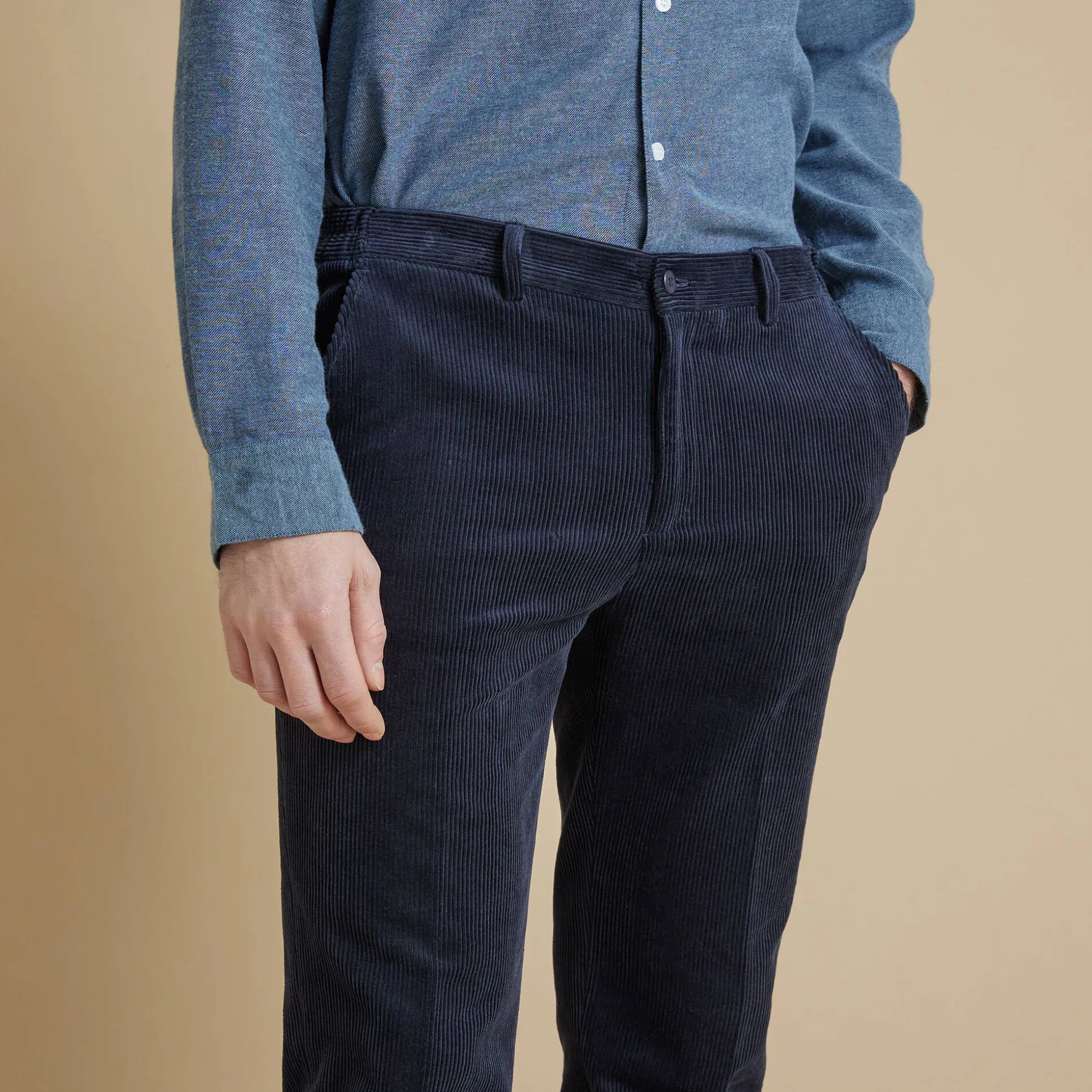 Broek in velours met elastische taille zonder bandplooien