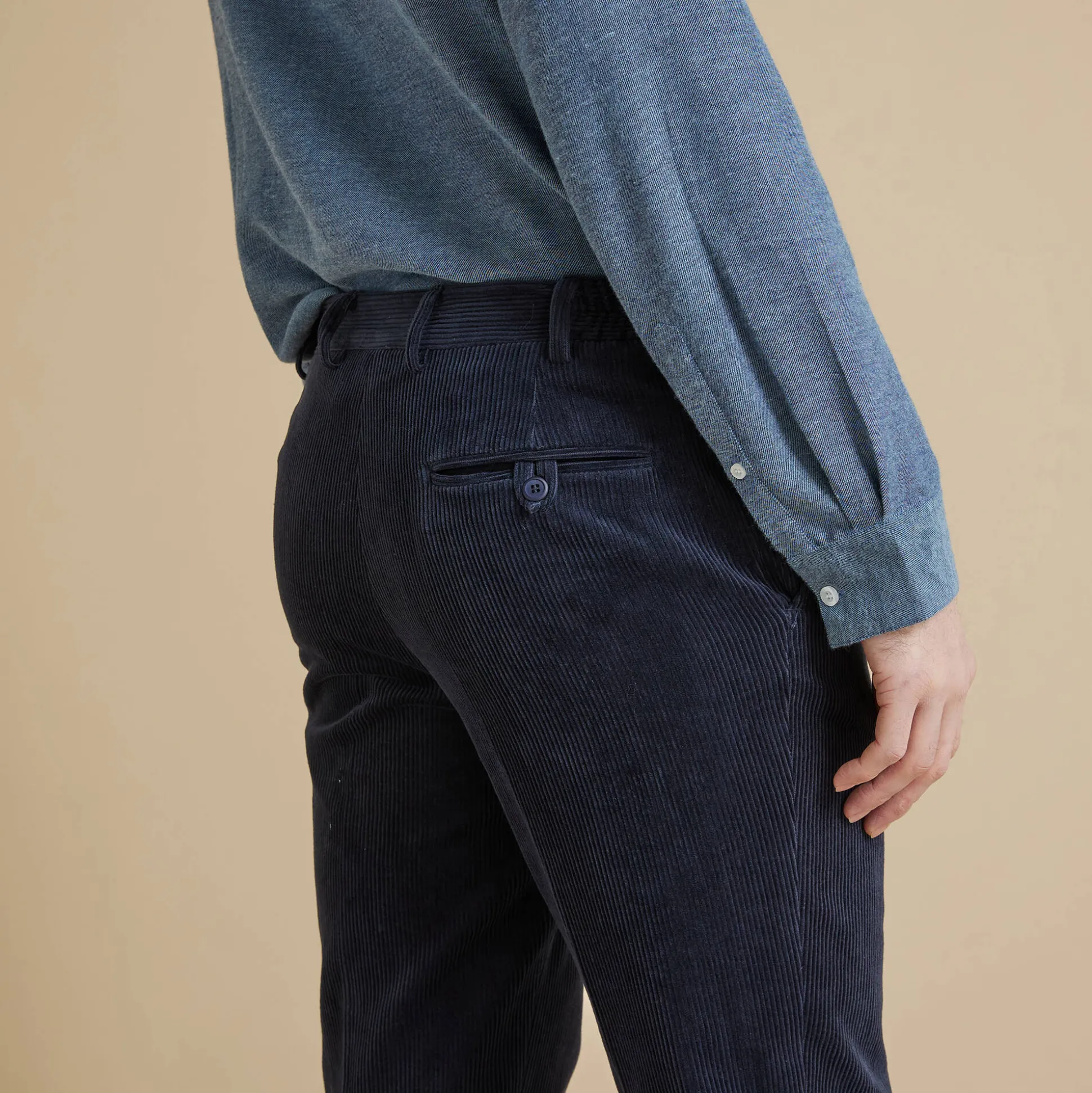 Broek in velours met elastische taille zonder bandplooien