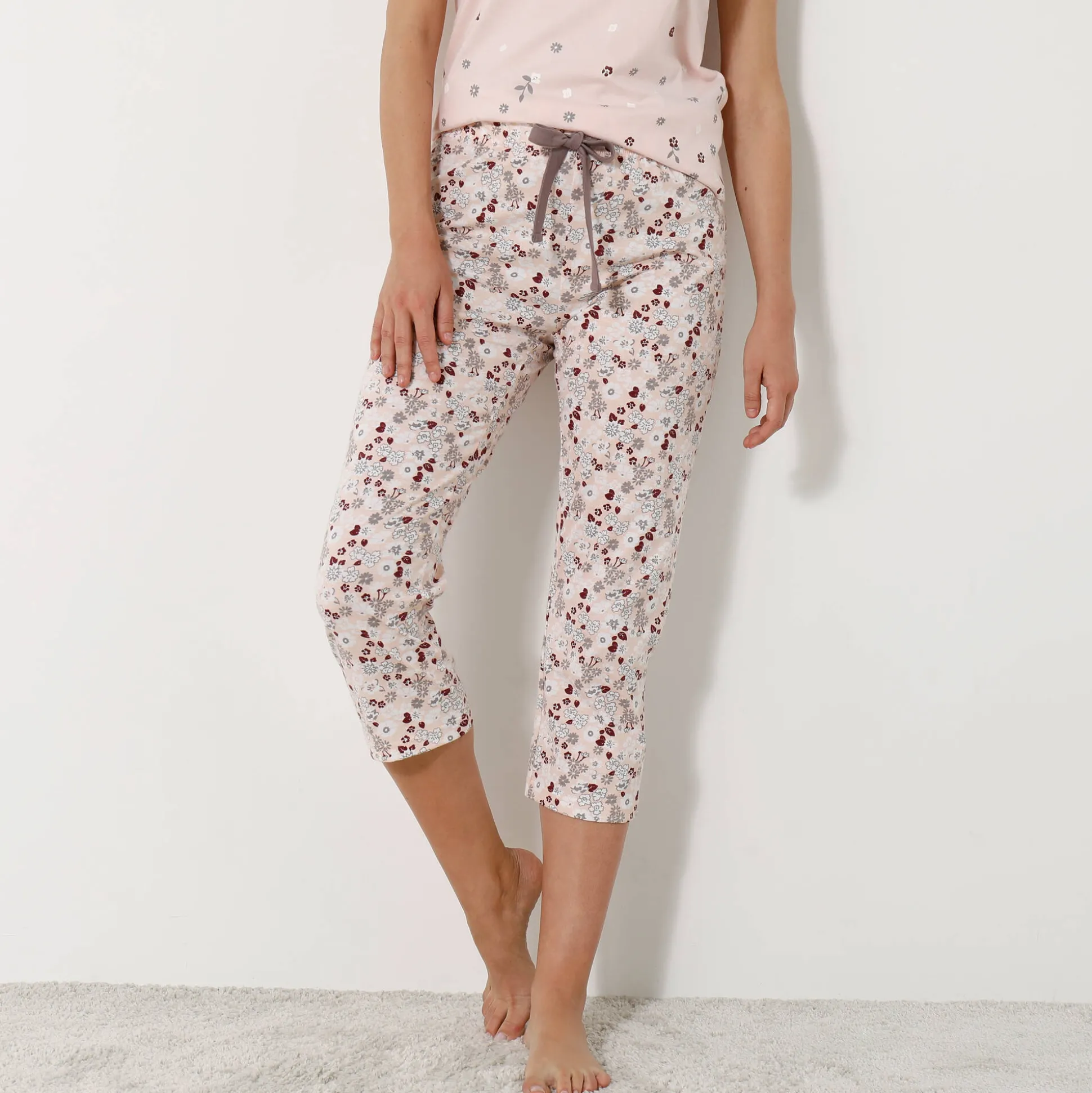 3/4-broek met bloemenprint - katoenjersey