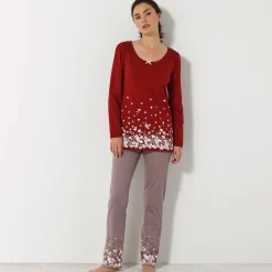Broek met bloemenprint onderaan - katoenjersey