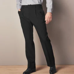 Broek met elastische tailleband en bandplooien - polyester