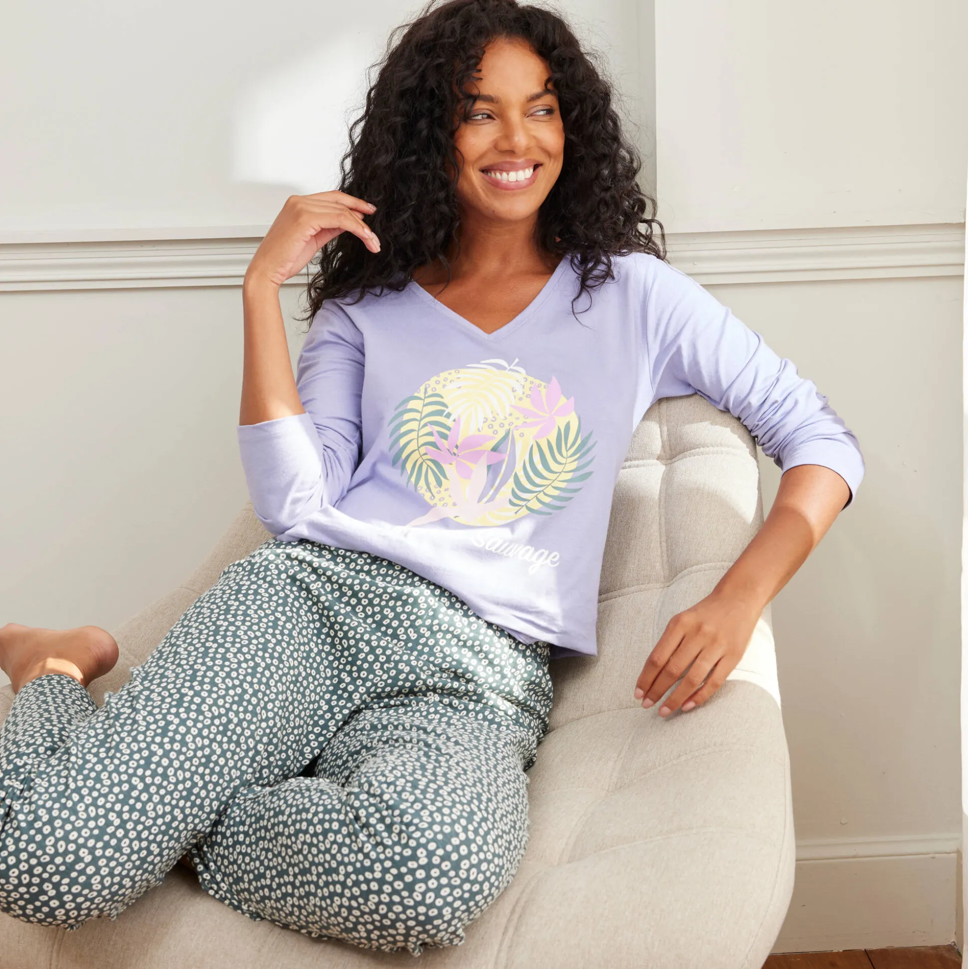 Broek met "Nature Sauvage" print