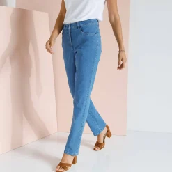 Broek met 'platte buik'-effect in rekbaar katoen