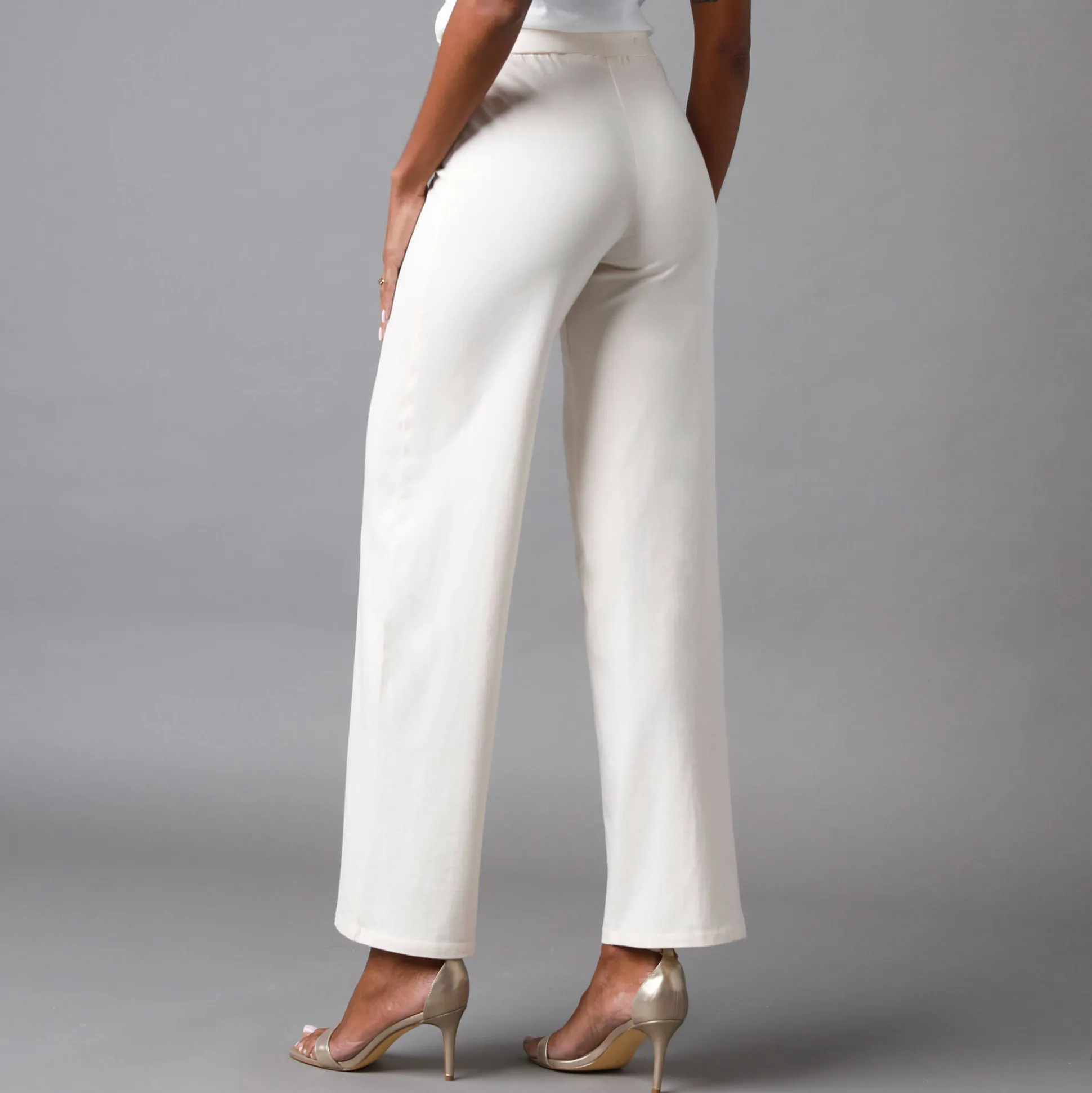 Broek met wijde pijpen en stretch, elastische tailleband