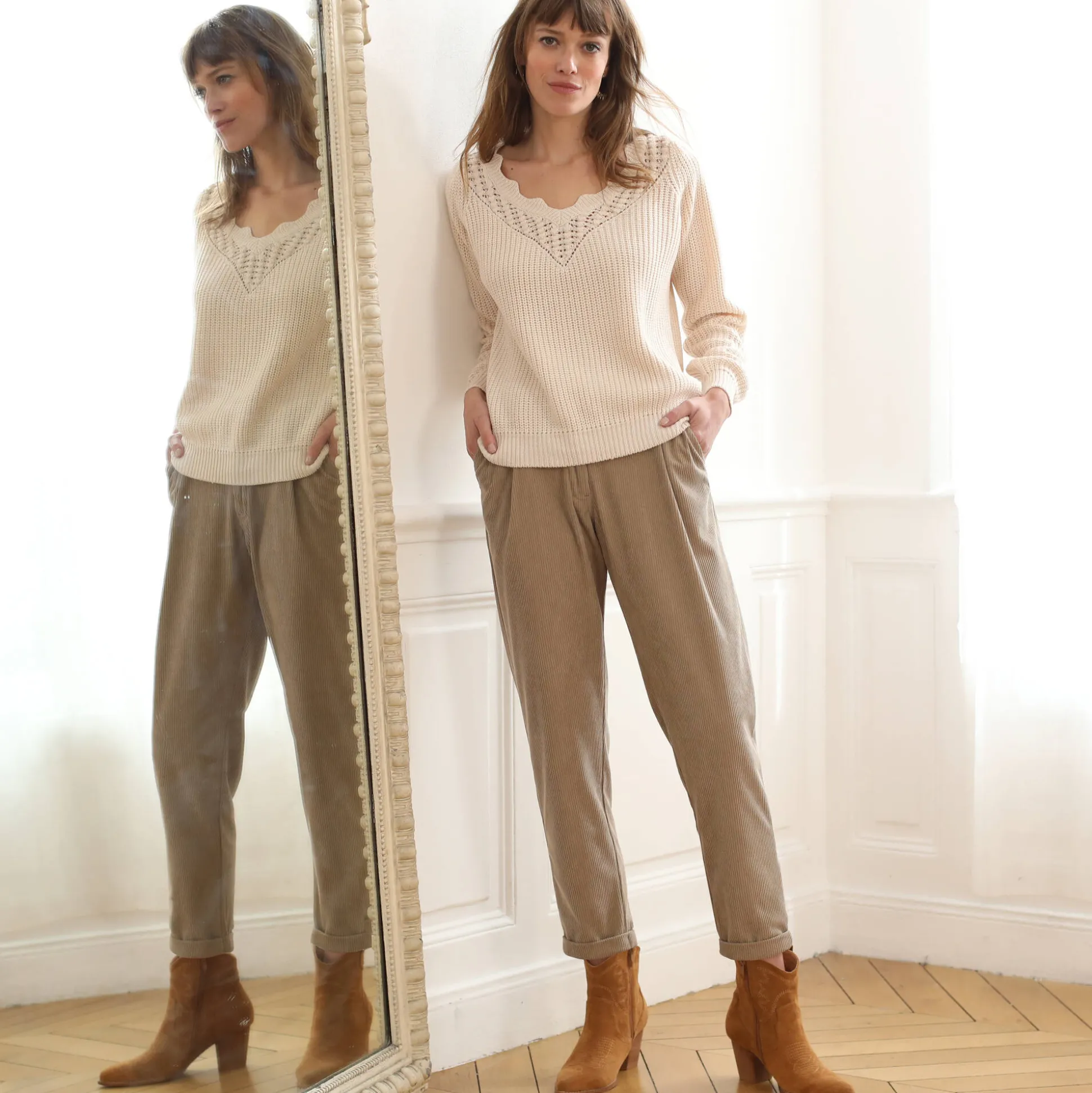7/8-broek, velours