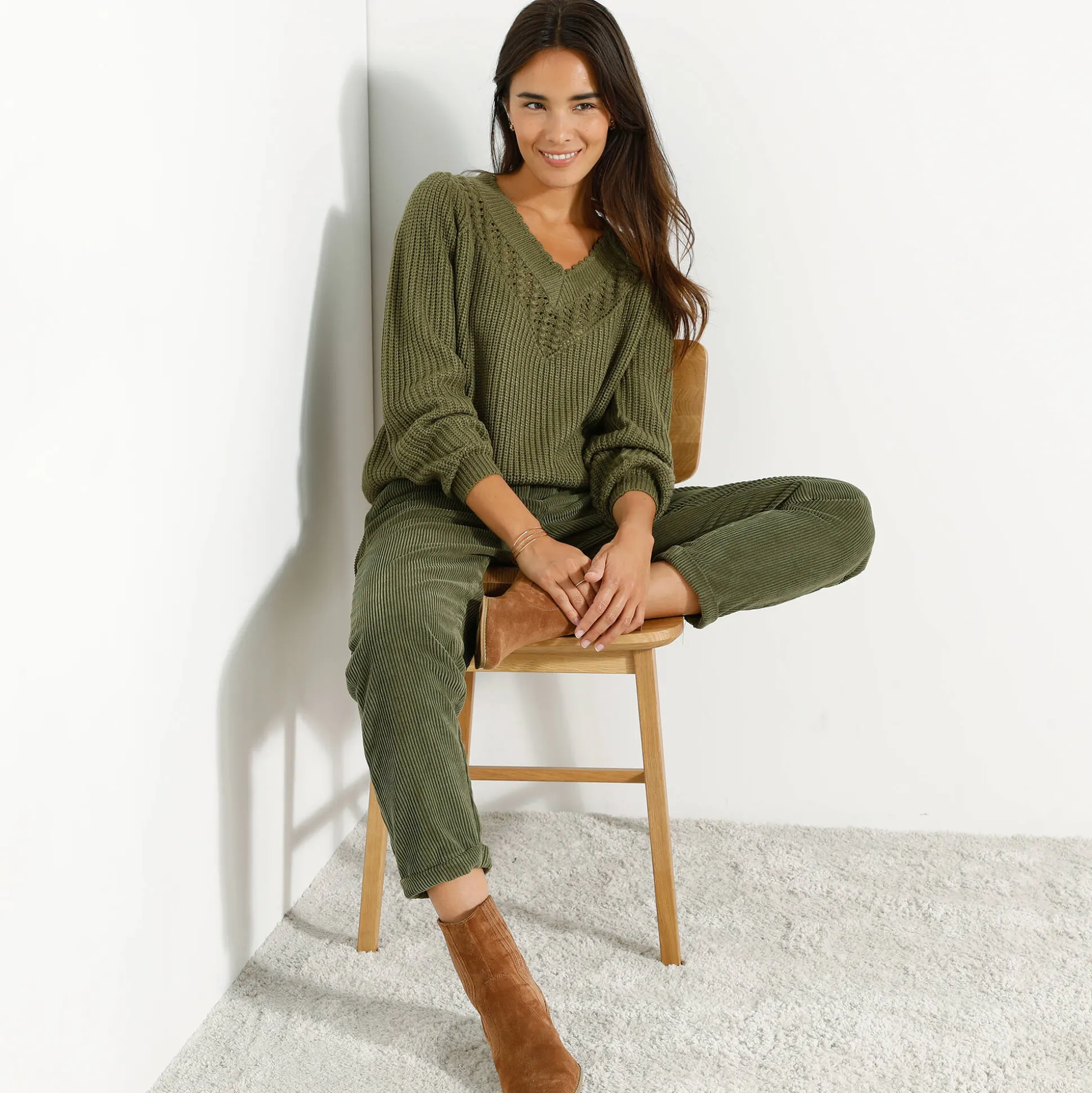 7/8-broek, velours