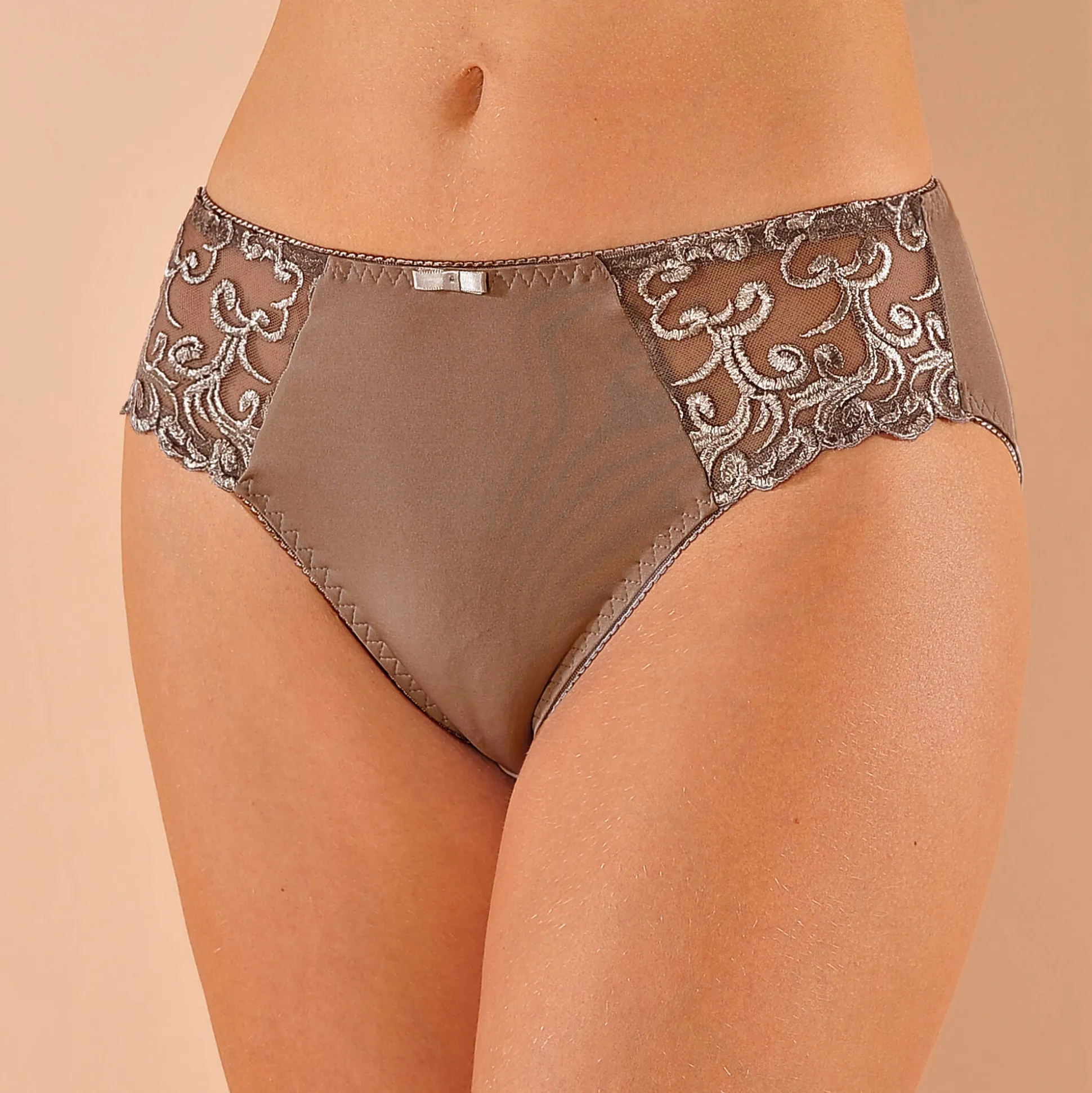 Broekje in microvezel en geborduurde tule Sienne - set van 2