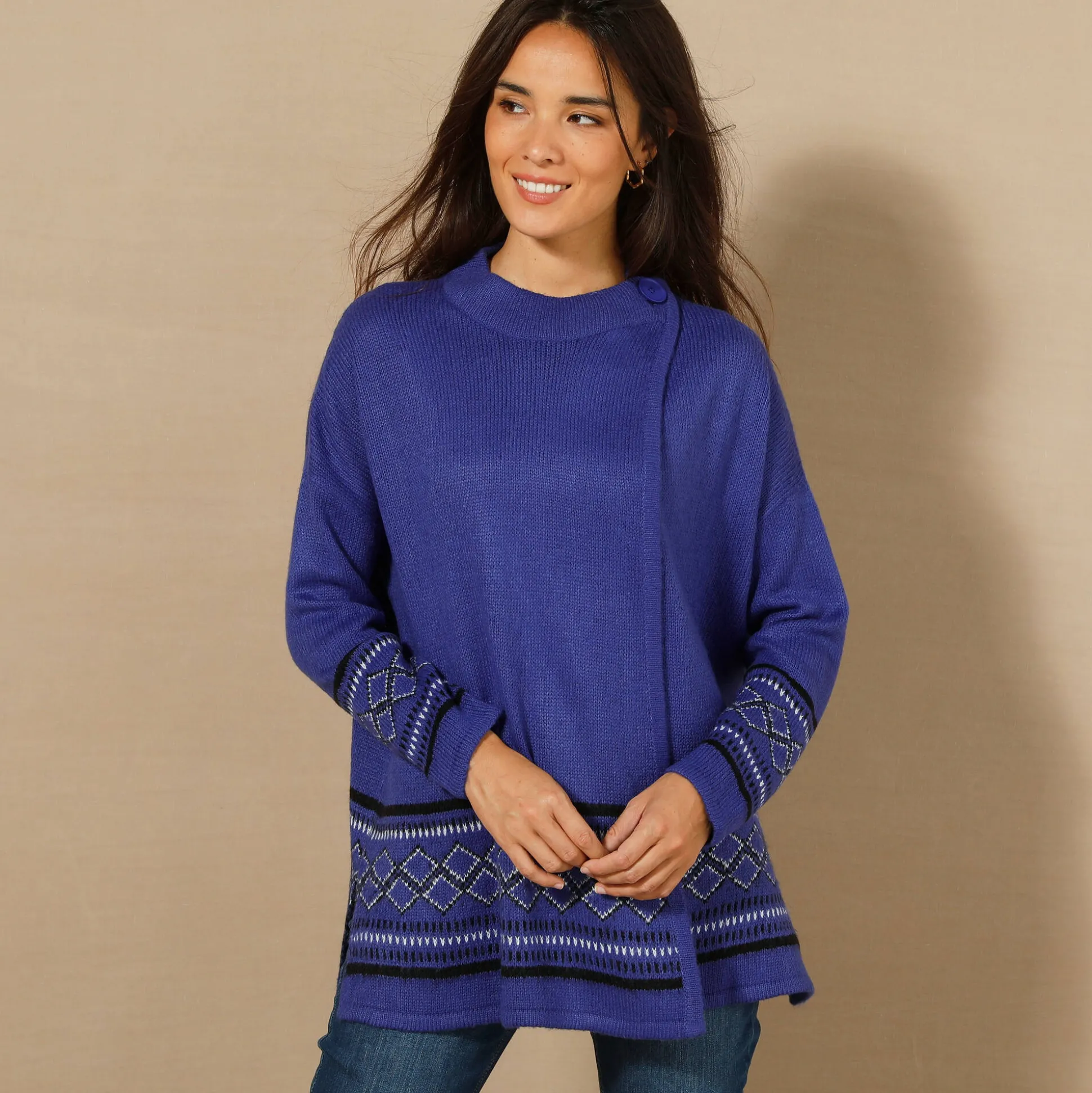 Capevest in jacquard, opstaande hals