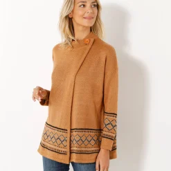 Capevest in jacquard, opstaande hals