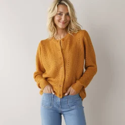 Cardigan in fantasietricot, met knoopsluiting