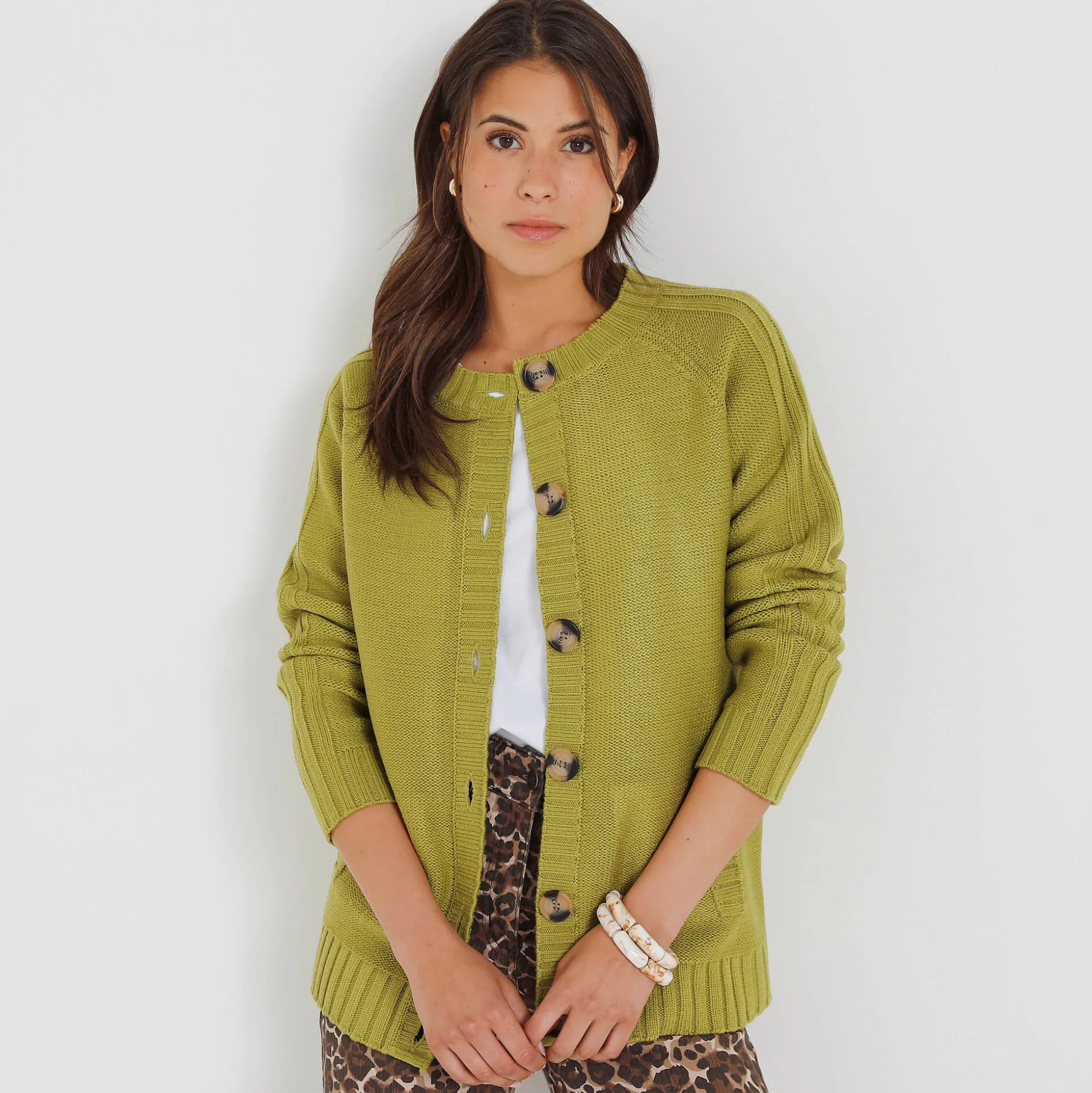 Cardigan in fantasietricot met knoopsluiting