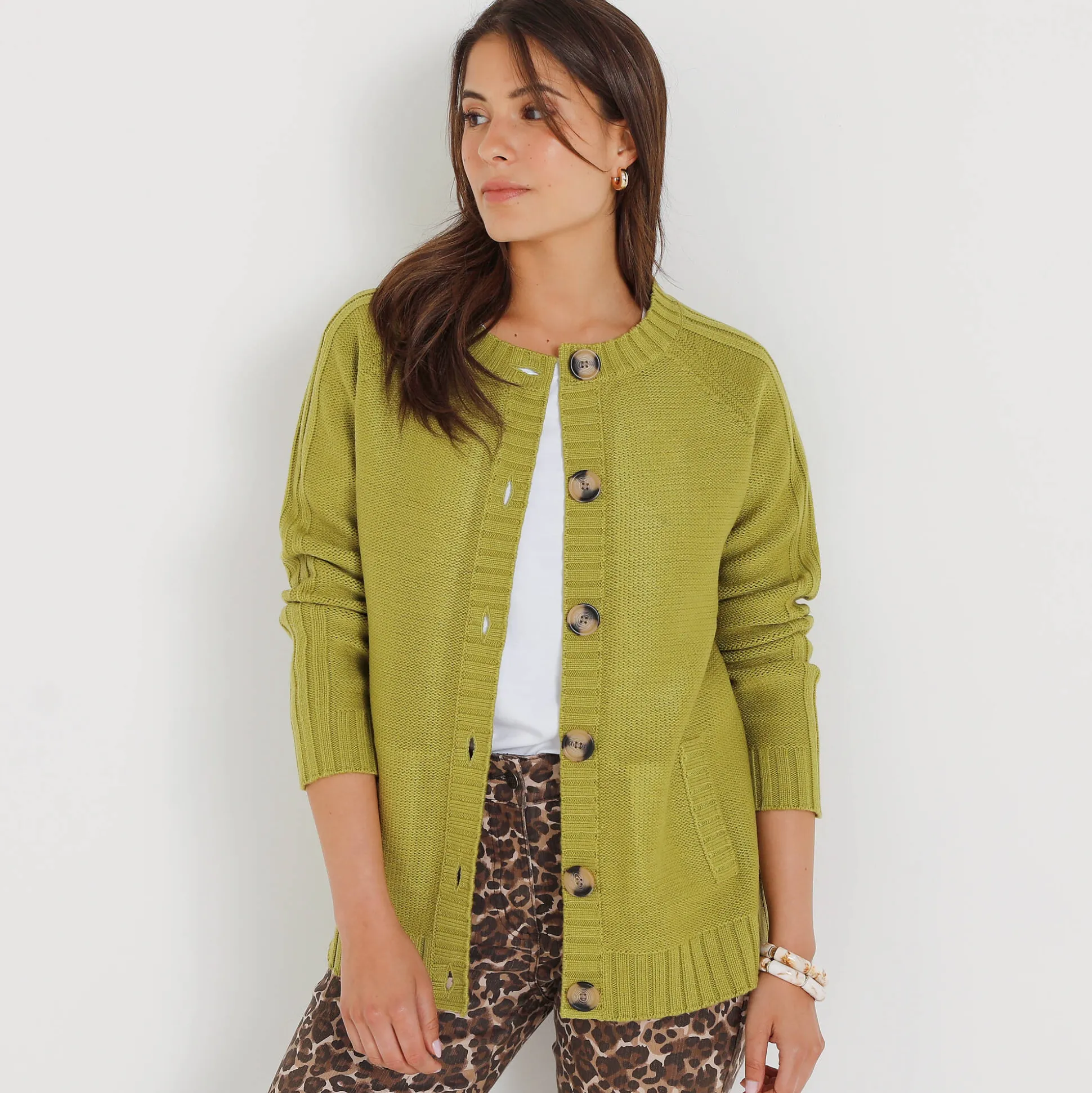 Cardigan in fantasietricot met knoopsluiting