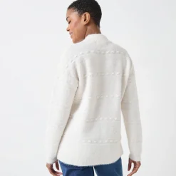 Cardigan in harig fantasietricot met knopen