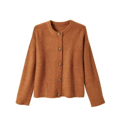 Cardigan in patenttricot met knoopsluiting en lange mouwen