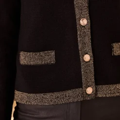 Cardigan met goudkleurige knopen, glanzende details