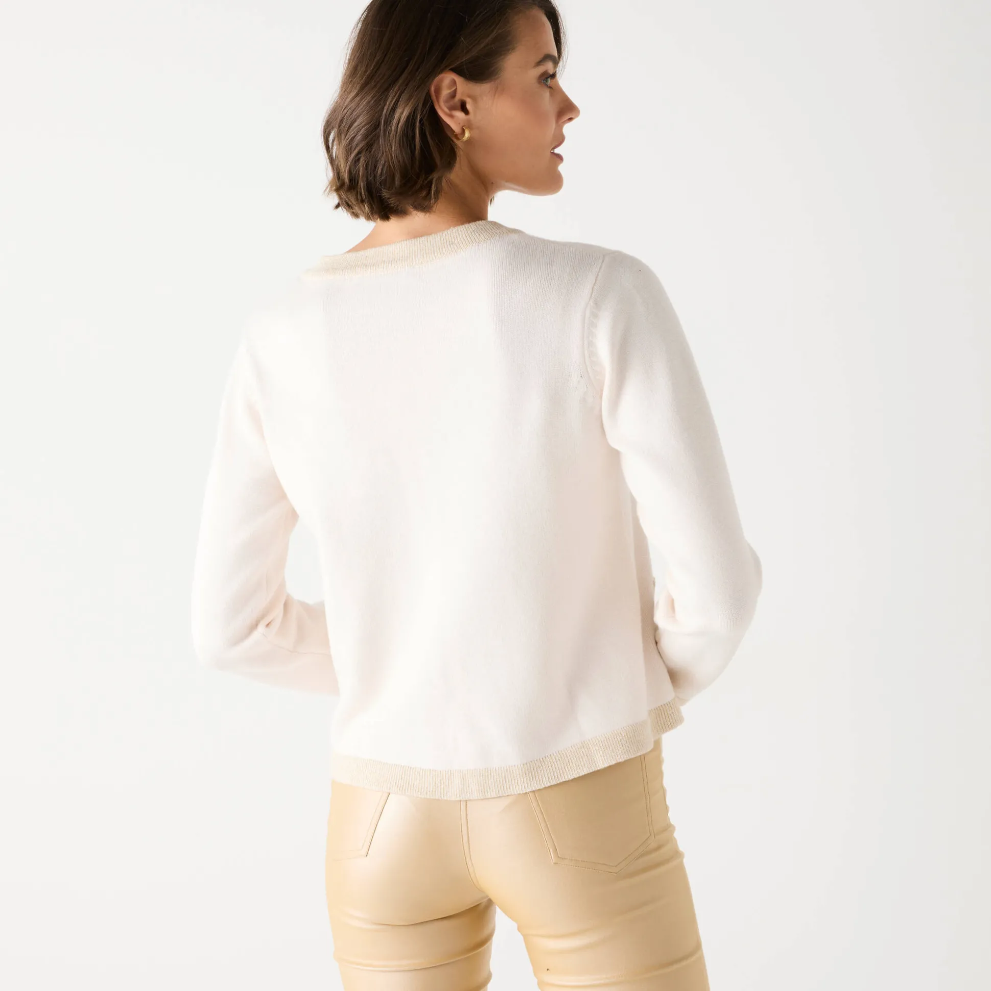 Cardigan met goudkleurige knopen, glanzende details