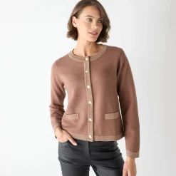 Cardigan met goudkleurige knopen, glanzende details