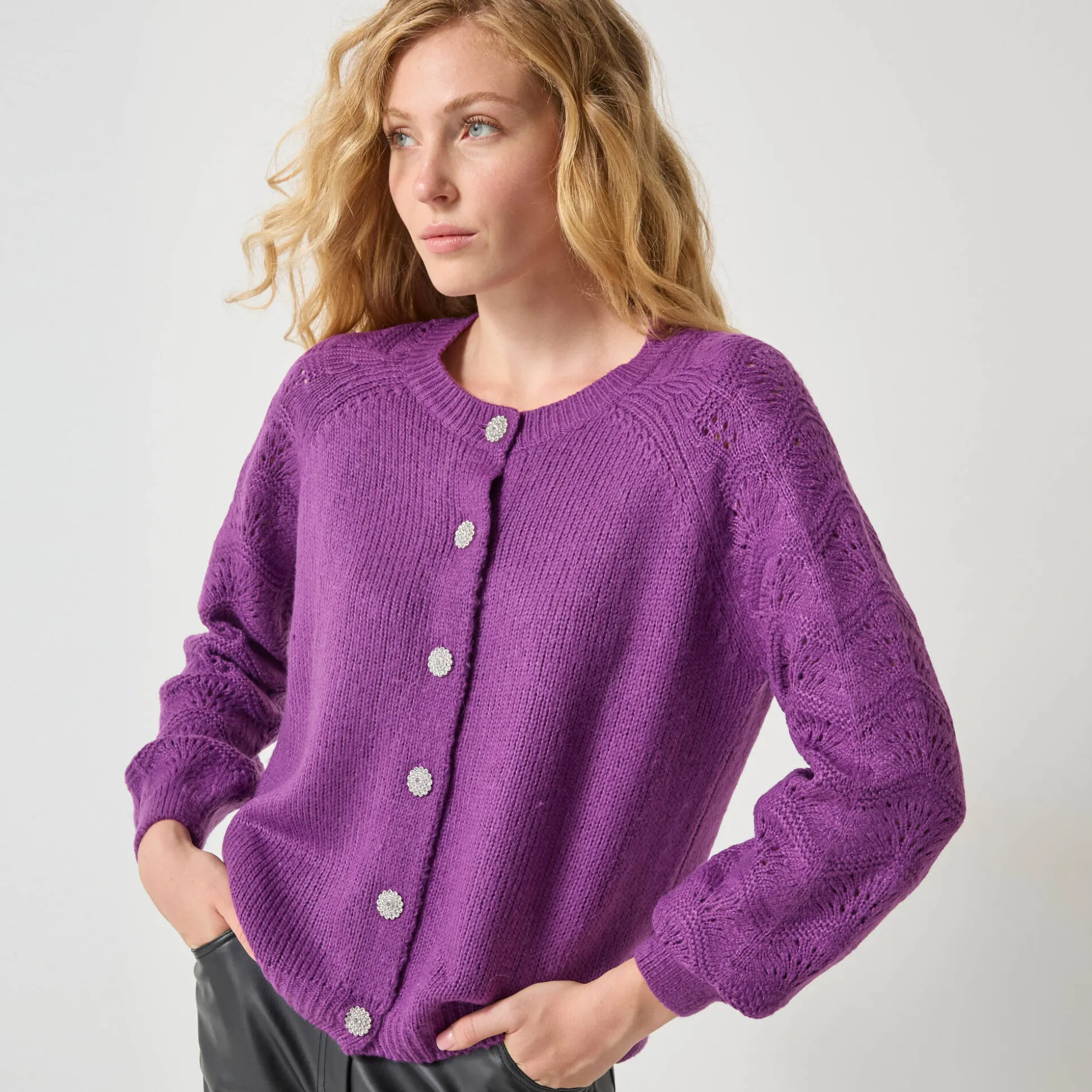 Cardigan met 'juweel' knopen