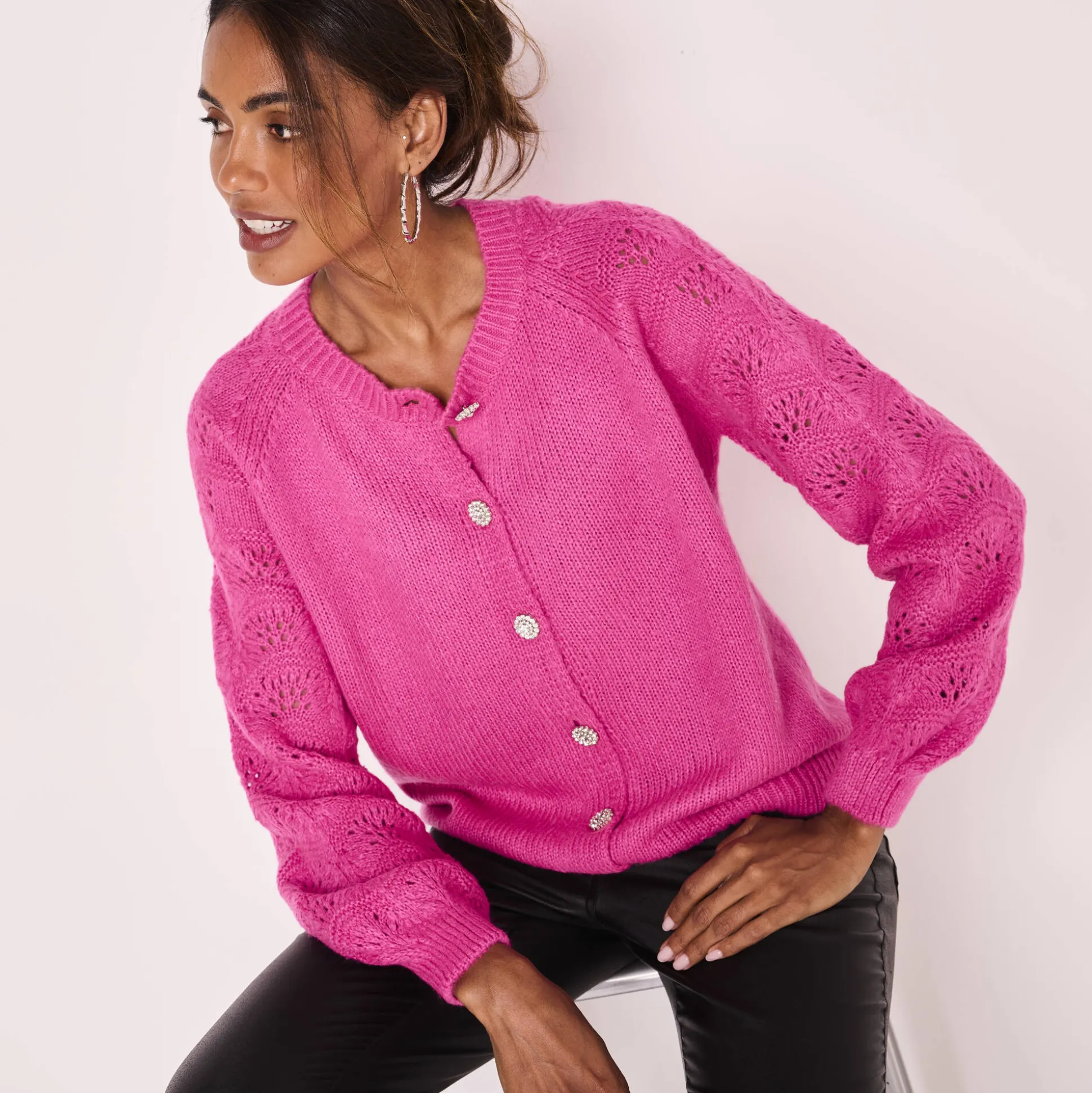 Cardigan met 'juweel' knopen