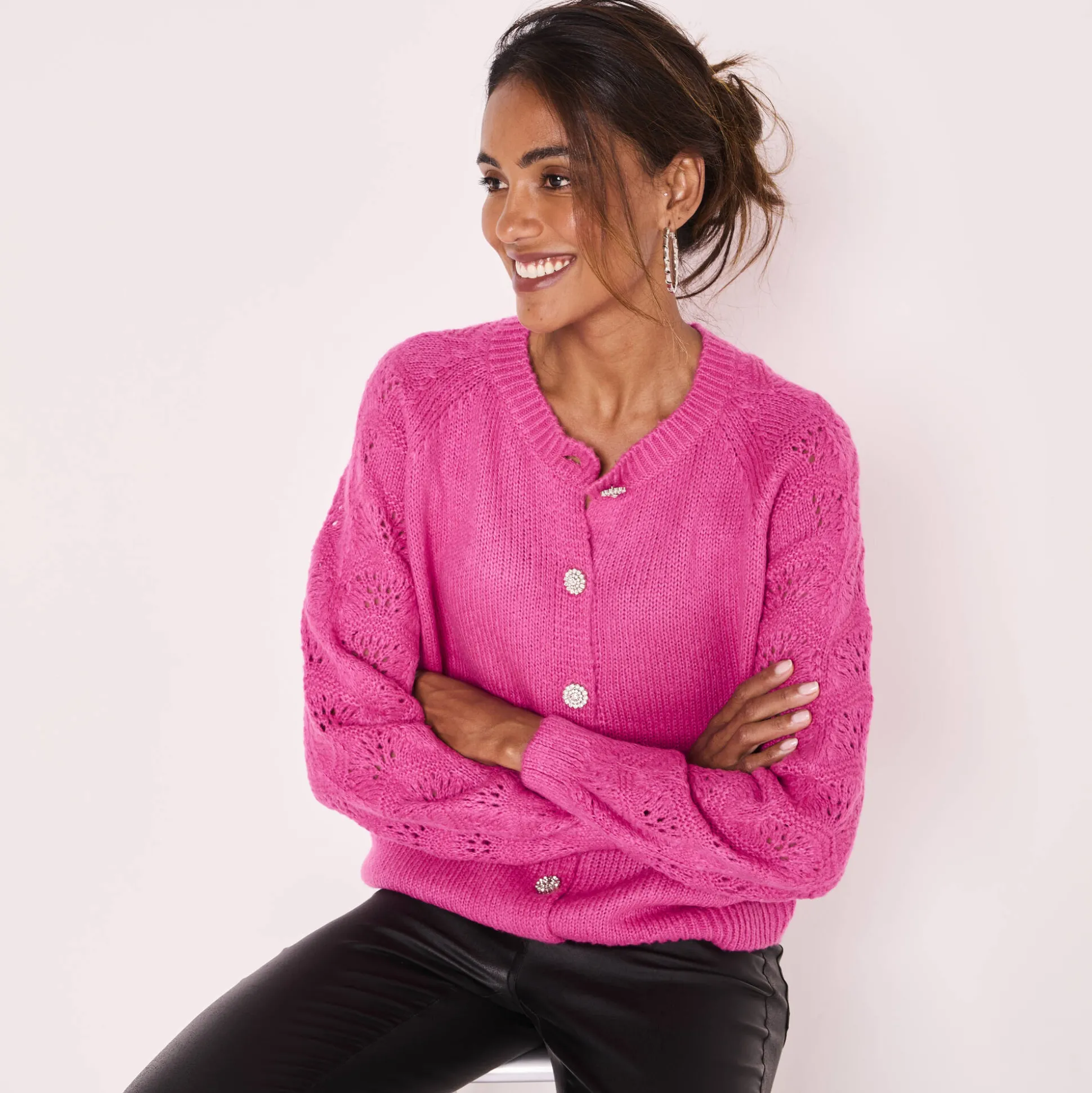 Cardigan met 'juweel' knopen