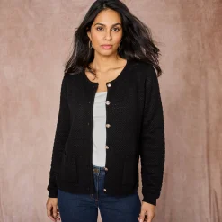 Cardigan met knoopsluiting en zakken, fantasietricot