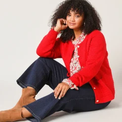 Cardigan met knoopsluiting en zakken, fantasietricot
