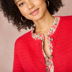 Cardigan met knoopsluiting en zakken, fantasietricot