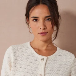 Cardigan met knoopsluiting en zakken, fantasietricot