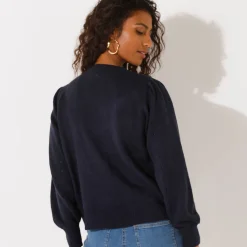 Cardigan met knoopsluiting, ajourtricot