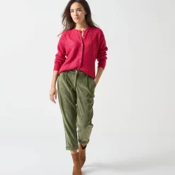 Cardigan met parelknopen en mohairtouch