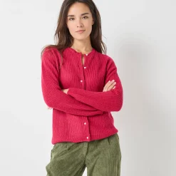 Cardigan met parelknopen en mohairtouch