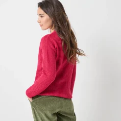 Cardigan met parelknopen en mohairtouch