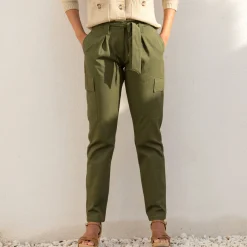 Cargobroek in chino model, hoge taille