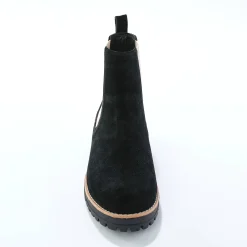 Chelsea boots in splitleer, dikke, geribbelde zool