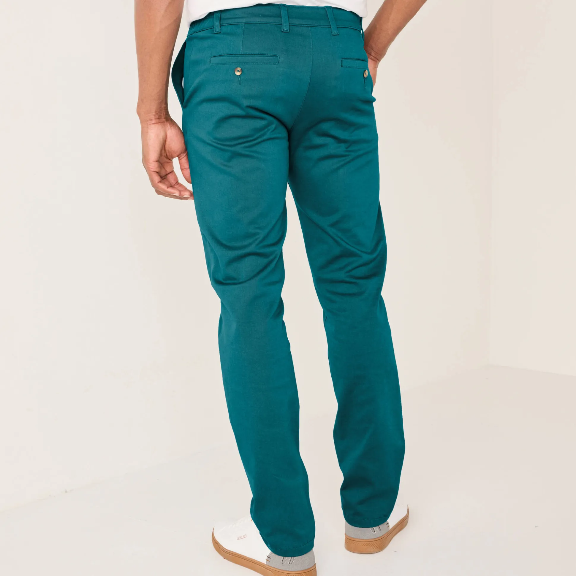 Chino broek met elastische tailleband opzij