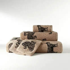 Collectie handdoeken in jacquard met luipaardmotief 450 g/m2