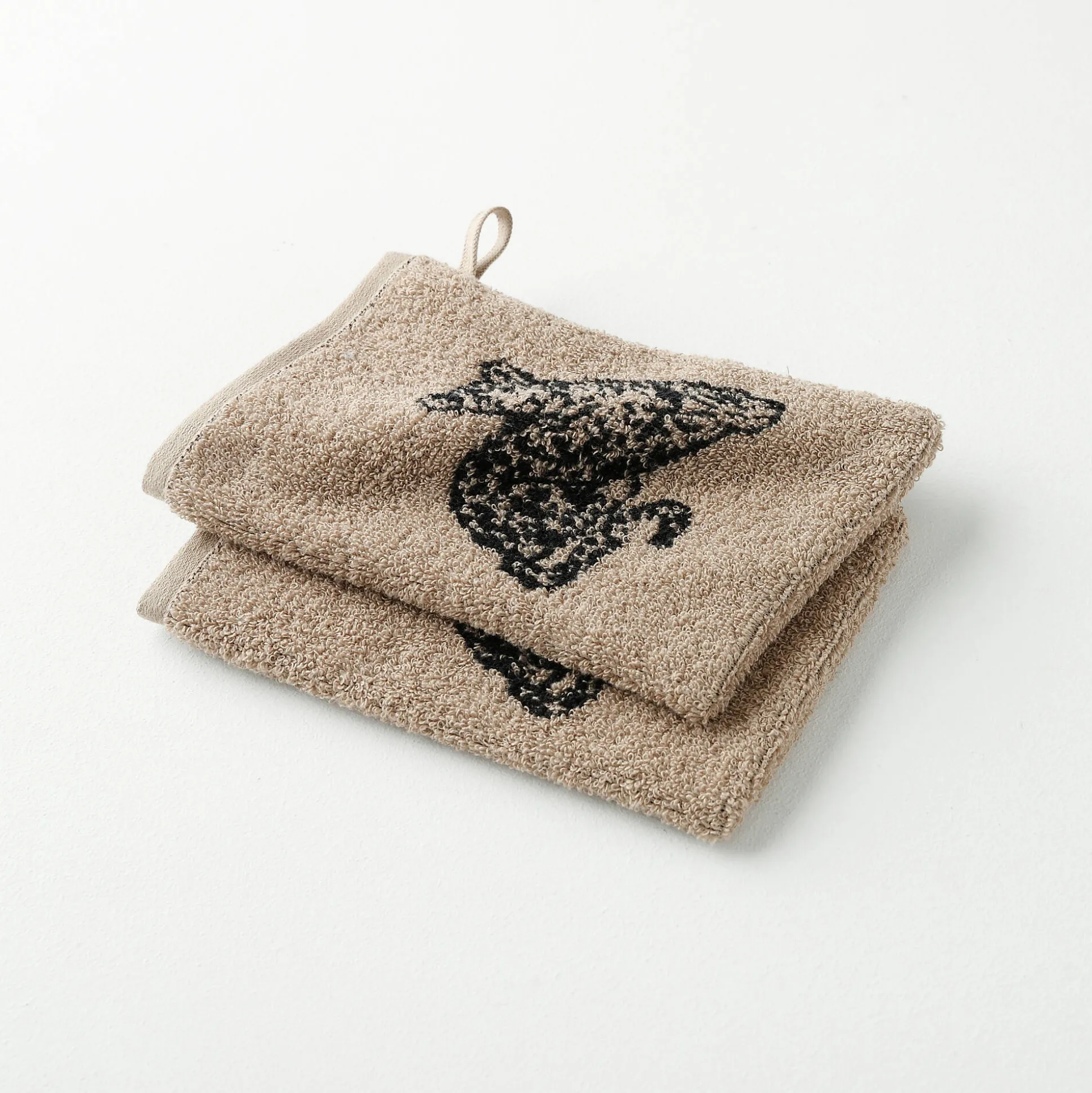 Collectie handdoeken in jacquard met luipaardmotief 450 g/m2