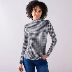 Coltrui met opstaande kraag en pied-de-poule print, stretch